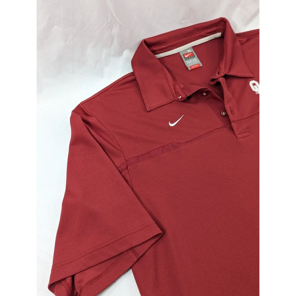 VTG Nike Team XL Oklahoma Sooners Nike Fit dry Polo Golf Shirt Red‎ Football EUC